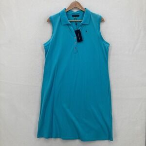 Tommy Hilfiger Dress Womens Large Blue Sleeveless Polo Collared Golf Preppy NWT